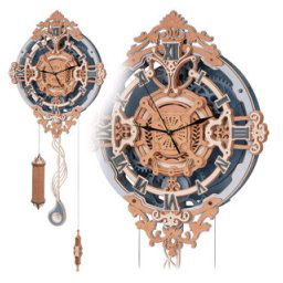 RoboTime 3D dřevěné mechanické puzzle Hodiny s kalendářem