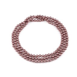 Perlový náhrdelník dlouhý, retro, barva 27 (Ø8 mm) starorůžová tmavá