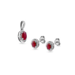 Rubínová souprava z bílého zlata s brilianty 0.030 ct IZBR091ARS