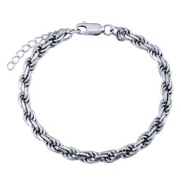 Silvego Stříbrný náramek dámský proplétaný Rope - 4,5 mm - MW0488BW