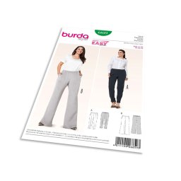 Střih Burda 6859 - Kalhoty s gumou v pase pro plnoštíhlé