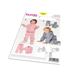 Střih Burda 9349 - Dětská tepláková souprava, mikina s kapucí, tepláky