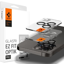 Spigen GLAStR EZ FIT Optik Pro 2-Pack iPhone 17 Pro Max, 17 Pro, 16 Pro Max, 16 Pro, 15 Pro Max, 15 Pro, 14 Pro Max, 14 Pro - Černá