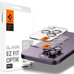 Spigen GLAStR EZ FIT Optik Pro 2-Pack iPhone 17 Pro Max, 17 Pro, 16 Pro Max, 16 Pro, 15 Pro Max, 15 Pro, 14 Pro Max, 14 Pro - Fialová