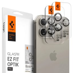Spigen GLAStR EZ FIT Optik Pro 2-Pack iPhone 17 Pro Max, 17 Pro, 16 Pro Max, 16 Pro, 15 Pro Max, 15 Pro, 14 Pro Max, 14 Pro - Natural Titanium