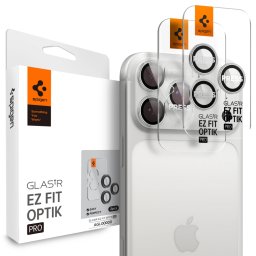 Spigen GLAStR EZ FIT Optik Pro 2-Pack iPhone 17/16/15/14 Pro & Pro Max - Stříbrná