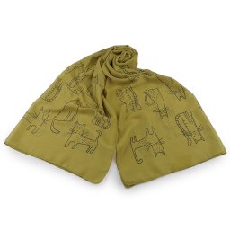 Letní šátek / šála kočky 70x180 cm, barva 4 zelená khaki sv.