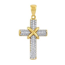 Silvego Zlatý přívěsek křížek Jeremiel s Brilliance zirconia - QR042PGY