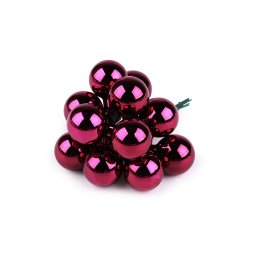 Vánoční skleněná baňka na drátku Ø2 cm - mat a lesk, barva 15 pink lesk
