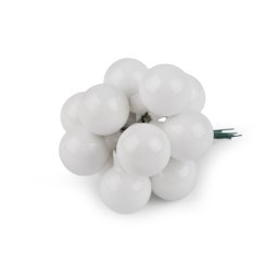Vánoční skleněná baňka na drátku Ø2,5 cm - mat a lesk, barva 1 bílá lesk