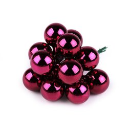 Vánoční skleněná baňka na drátku Ø2,5 cm - mat a lesk, barva 15 pink lesk
