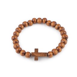 Náramek dřevěný unisex křížek, barva 1 hnědá přírodní