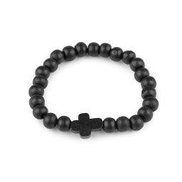 Náramek dřevěný unisex křížek, barva 2 černá