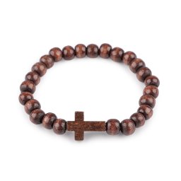 Náramek dřevěný unisex křížek, barva 4 hnědá