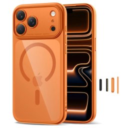 Pouzdro Tech-Protect MagPeak CC MagSafe iPhone 17 Pro Max - Cosmic Orange / Clear