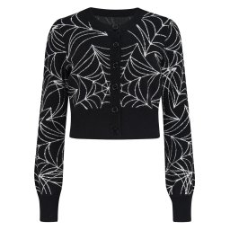 svetr dámský (top) KILLSTAR - Dark Angel Dottie - Cardigan - Black/White - KSRA013599