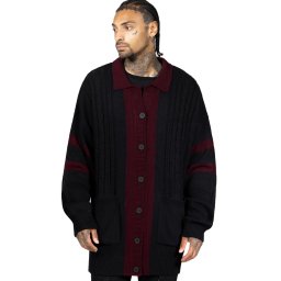 svetr pánský (cardigan) KILLSTAR - Crypt Rider - Black/Red - KSRA013598