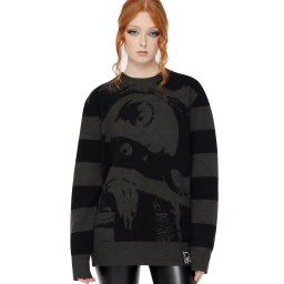 svetr unisex KILLSTAR x CORPSE BRIDE - Emily Stripe - Black - KSRA013325