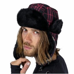 čepice (kulich) CHEMICAL BLACK - GREER - BLACK/RED TARTAN - AH-GREER-B