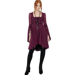 šaty dámské KILLSTAR - Killing Kisses - Plum - KSRA013906