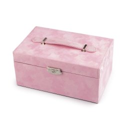 Šperkovnice 2 v 1 uzamykatelná, semiš, barva 4 růžová sv.