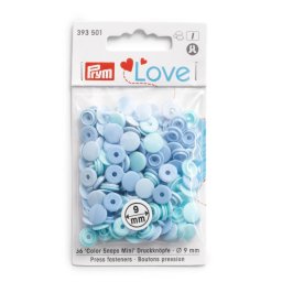 Plastové patentky "Color Snaps Mini", Prym Love, 9 mm, 36 ks, v odstínech světle modré