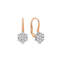 Briliantové náušnice z růžového a bílého zlata 14K IZBR897RN