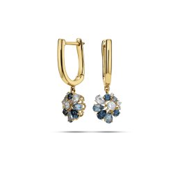 Diamantové náušnice Fleur s topasem, žluté zlato 14K KU2179N