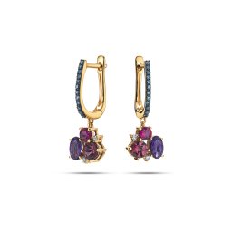Diamantové náušnice Fay s barevnými drahokamy, žluté zlato 14K KU2183N