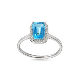 Topásový prsten s diamanty Skye, bílé zlato IZBR895BT