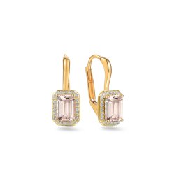 Zlaté morganitové náušnice s diamanty 0,110 ct IZBR895MN
