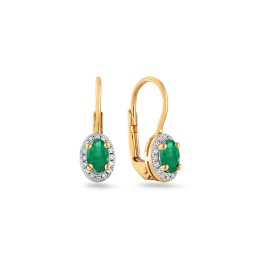 Zlaté diamantové náušnice se smaragdem 0.090 ct IZBR185SM