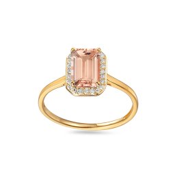 Zlatý prsten s morganitem a diamanty Skye IZBR895M