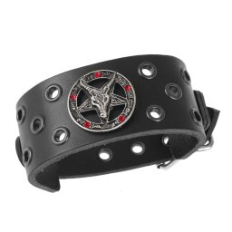 náramek Baphomet - black - krystal red - LSF1 63-a