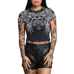 tričko dámské (top) AFFLICTION - SEISMIC EMPIRE - BLACK LAVA WASH - AW28307-BKLV