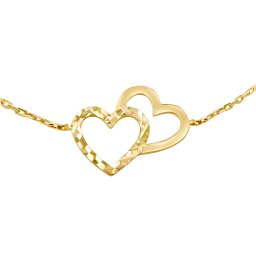 Silvego Zlatý náhrdelník dvojité srdce Dominique ze žlutého zlata ručně broušený - PRGARI0099NGY