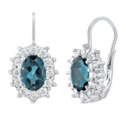 Silvego Stříbrné náušnice Kate s přírodním London Blue topazem a Brilliance Zirconia - SILVEGOB31571SLNBT