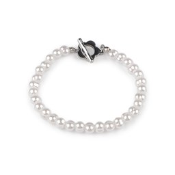 Náramek z nerezové oceli perlový, barva 1 bílá květ