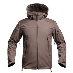 Bunda FIGHTER V2 softshell s kapucí HNĚDÁ vel. L