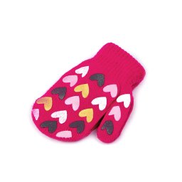 Dětské pletené rukavice palčáky, barva 20 pink srdce