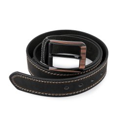 Pánský pásek hladký a prošívaný šíře 3,7 cm, barva 10 (120 cm) černá