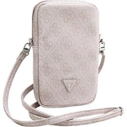 Guess PU 4G Triangle Logo Wallet Phone Bag Zipper růžový