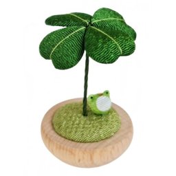 Kaeru - japonská žabička se čtyřlístkem pro štěstí, 3,5 x 6,5 cm