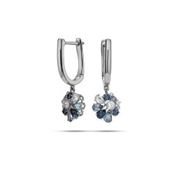 Diamantové náušnice Fleur s topasem, bílé zlato 14K KU2179AN
