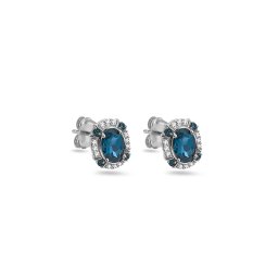 Diamantové náušnice Adrienne s London Blue topasem, bílé zlato 14K KU2186AN