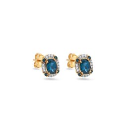 Diamantové náušnice Adrienne s London Blue topasem, žluté zlato 14K KU2186N