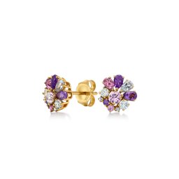 Diamantové náušnice Itzayana s drahokamy, žluté zlato 14K KU2191