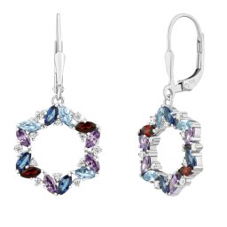 Silvego Stříbrné visací náušnice Fillory s mixem přírodních kamenů a Brilliance Zirconia - FW21007ESSGA