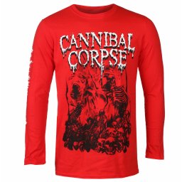 tričko pánské s dlouhým rukávem CANNIBAL CORPSE - PILE OF SKULLS - RED - PLASTIC HEAD - PH11618LS