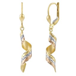Silvego Zlaté náušnice TWIST spirálové 4 cm - žluté zlato - FNN3128E